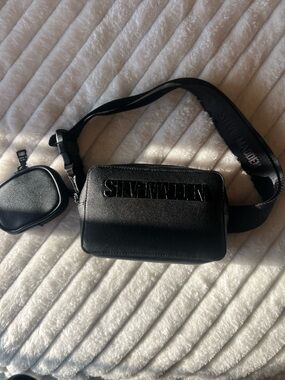 Steve Madden Black Embossed  Belt Bag